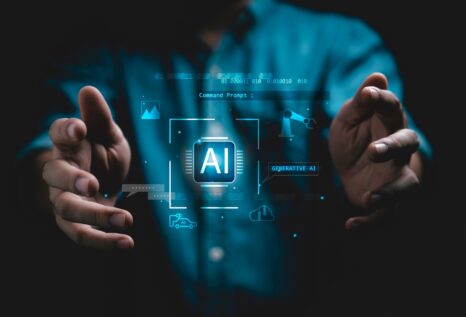 Holding AI or Artificial Intelligence icon